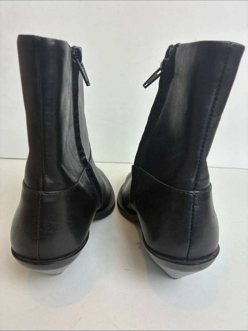 Zara leather cowboy ankle boot booties black EU 36 1122/010 western rodeo - Picture 10 of 16